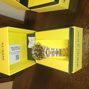 Invicta Two-Tone Gold and Silver Watch with Black Dial